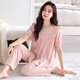 MUJI COM unmarked muji pajamas for women in summer pure cotton short-sleeved trousers can be worn on the outside simple loose large-size home clothing set Z691 taro purple L Recommended 100-120 Jin [Jin equals 0.5 kg]