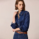 LILY2025 new winter women's clothing retro classic shoulder casual temperament commuter denim shirt jacket short 401 blue L