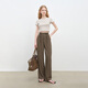 Self-exquisite small drooping micro-scisor casual pants for women 2025 new wide-leg pants high waist slimming straight-leg pants trousers vegetarian brown S (size: 3)