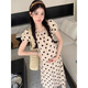 Yezhi maternity dress 2025 new polka dot dress loose belly-covering large size long skirt puff sleeve summer thin maternity skirt Polka dot maternity skirt [bee] XL size