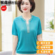 Goldlion Light Luxury New Style Mother Summer Camisa de punto de verano Mujeres de mediana edad Summer Summer Summer Corto de manga corta de mediana edad y anciana