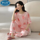 Palando 100 Xinjiang Cotton Pajamas Pantalons à manches courtes pour femmes Version coréenne d'été Suisse de cou rond pour femmes mince coton à l'extérieur Portez la maison RN9711 # pantalon à manches courtes pur coton M (80-100jin [Jin est égal à 0,5 kg]))