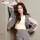FILA Yang Mi's official women's woven jacket with the same style as Fila Fila 2025 autumn new fashionable loose hooded short jacket Yunzhi gray-DY XL 175/92A/XL