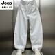 Jeep Spirit American Scimitar Hosen Herren Frühlings- und Sommer-Weitbeinhosen 2025 New High Street Loose Harlen Straight White Casual Hosen Weiß l Gewicht 125-140jin [Jin entspricht 0,5 kg]