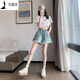 Zhewei [80-200Jin[Jin equals 0.5 kg] Wearable] Dough-edged denim shorts for women A-line wide-leg loose summer thin style student size [6630: Retro Breast-edged pants and legs shorts] 3XL [code Recommended 141Jin[Jin equals 0.5 kg]-160Jin[Jin equals 0.5 kg]]