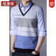 Hengyuanxiang im mittleren Alter Herbst Herbst reines Baumwoll-Langarm-T-Shirt für Männer für Männer, die gefälschte zweiteilige Hemdkragen geschäftlich gestrickt wurden.