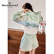
JORYA weekend 24 summer new Mint Mambo Sports Contrast Embroidered Hooded Drawstring Short Jacket EJWEBQ60 Green - Jacket S