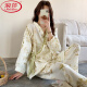 
LangSha confinement clothing spring, autumn and summer postpartum thin pure cotton gauze pregnant women pajamas breastfeeding and feeding home clothes pure cotton gauze: A1047 L Recommended 115-130 Jin [Jin equals 0.5 kg] wear]
