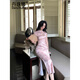 Danzhuna Pink Nouvelle robe chinoise pour les femmes en été 2025 NOUVELLES Vêtements pour femmes, style chinois amélioré quotidien portable cheongsam long jupe 9718 Pink Cheongsam xl