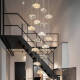 2024 new spiral staircase hollow long chandelier empty villa duplex building small loft apartment high living room light long plate 12040CM-mixed 27 head high 3 meters