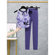 Kaooseen yoga clothes for women 2025 new short-sleeved sports fitness Pilates training clothes top-like three-piece suit BX08-Violet+K940-Spar Blue Purple XL