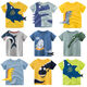 TTPMER Summer Boy Kurzarm T-Shirt Cotton Cartoon Dinosaurier Design Ins Style 9716 Militärblau 120