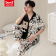 Catman miiow pyjamas de style chinois Men d'été coton pur pantalon à manches courtes adapter les hommes nouveaux cardigan chinois vêtements de maison d'été style mince -695 l
