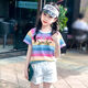 HARROW Little Duck Children's Clothing's Girls T-shirt à manches courtes pour les vêtements d'été pour femmes NOUVEAUX COTTON MIDE MIDE LAGES LES BRAINES À MANDE RAI-COLUSE LOBE À MANDE RAIS
