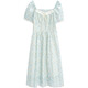 IEF/aiyifu Kleid 2025 Sommer Neues französisches französische kleine Frau Temperament Blumenkleid weiße blaue Blume S