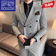 ROMON high-end double-breasted suit men's business formal high-end suit groom wedding dress slim jacket black double-breasted suit + vest + trousers with shirt XL 123-134Jin Jin equals 0.5 kg to wear