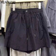 Coton-Zhiyi Silk Sèche à séchage rapide Shorts décontractés à niveau large pour les femmes en été 2025 Nouveau petit pantalon de clipper slim 320 gris [haute qualité 18,5] xl 115-130jin [Jin est égal à 0,5 kg]