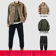 An Chuxia American sports suit men's spring and autumn men's heavy retro hunting jacket three-piece casual workwear set three-piece set brown jacket + coffee sweater + khaki pants XL