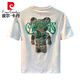 Pierre Cardin 2025 Nueva impresión de letra de oso suelto Camiseta de manga corta para hombres Camiseta de algodón delgada de algodón de algodón de moda blanco 5 JSW9923 m adecuado para 90-108Jin [Jin iguala 0.5 kg]