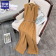 ROMON summer women's jumpsuits and versatile trendy casual pants loose and slimming new fashionable wide-leg pants sleeveless jumpsuits black jumpsuit S recommended 80-100 Jin [Jin equals 0.5 kg]
