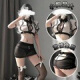 Ye tingxiang sexy monseie pasión hueco uniforme abierta tentación al por mayor 854 negros + medias rayadas tamaño de uniforme