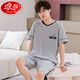 
Langsha cotton pajamas men's summer short-sleeved teenager cartoon student suit thin loose large size can be worn outside home clothes H9928 (short-sleeved shorts) L (recommended 90-110Jin [Jin equals 0.5 kg])