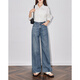 
Chuyu handmade cut-out jeans for women 2025 spring loose straight pants light blue grinding white trousers light blue 29