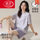 Langsha (Langsha) Integrierter Pyjamas mit Brust-Paddy für Frauen im Sommermodal-Streifen Kurzarm-Shorts Set Summer Girls Door Haushaltskleidung Modal Set [mit Brustpads] W12611 M Frauen empfohlen 80-100jin [Jin gleich 0,5 kg]