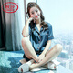 Langsha Light Luxury High-End Pyjamas Damen-Kurzarm-Shorts-Marke Zweiteiler Sommerdünn-Strickjacken Real Satin Home Clothing Sy 3899 Turtle Green M (85-100jin [Jin entspricht 0,5 kg]))