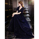 Aoyanlai large size velvet evening dress for fat women, slimming 200 Jin Jin equals 0.5 kg, banquet temperament host long annual meeting dress plus fat, black 4XL (160 Jin Jin equals 0.5 kg, 180 Jin Jin equals 0.5 kg)