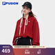 FILA FUSION women's trendy hooded sweatshirt winter new fashion casual knitted top wine milk red-WI S