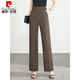 Pier Cardin elastic high waist loose trousers middle-aged women's straight-leg women's pants spring and summer new narrow version wide-leg pants casual pants apricot color (9221) 3XL 31 (waist 2 feet 4)