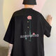 POUM American T-shirt Men's Summer Trendy Rose Print Short Sleeve Loose and Versatile Niche Five-point Half-sleeved T-shirt ins A+FS-H1396 White S