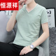 Hengyuanxiang V-Neck Fashion NOUVEAU POULEUR COEUR COLLAR SUMME COTON PURE COTTON PURE CORTON COURT CHERT MEN'S LOISIR SPORTS BASE MISE MANQUEL