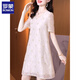 
Romon short-sleeved T-shirt dress summer new women's clothing Organya acetate satin pleated texture touching silk jacquard embroidery apricot color M Recommended 90-105 Jin [Jin equals 0.5 kg]