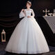 Main wedding dress for women 2025 new bridal lace super fairy dream wedding dress French fat spring and summer wedding dress center shaft V-neck white XS