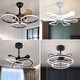 TMJD MISS integrated fan light Nordic fan light 2025 new master bedroom restaurant ceiling fan light household integrated chandeliers modern invisible model 9227 black 60cm-three colors-variable frequency + language