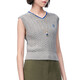 Loewe Women's Grey Cotton Streifen V-Ausschnitt Twist-Nähen mit gestickter Weste S359Y14KGD-1120 L