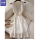 Romon French ärmellose Kleid mit Frauentemperament, High-End und elegante, hochwertige und exquisite formale Anlässe, weißer Sommer, weißes Kleid XL empfohlen 120-129Jin [Jin ist 0,5 kg]