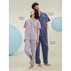
Hengyuanxiang couple pajamas for women cool pure cotton short-sleeved high-end men's residence clothes can be worn outside in summer thin suit 16859A men's style L