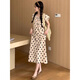 Yezhi maternity dress 2025 new polka dot dress loose belly-covering large size long skirt puff sleeve summer thin maternity skirt Polka dot maternity skirt [bee] XL size