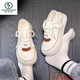 Woodpecker breasts, ugly cute canvas shoes for women, thick sole 2025 spring new white shoes ins Korean style, heels, two-wearing shoes, dog black 35
