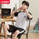 Hengyuanxiang Herren-Pyjamas Herren Sommer Baumwolle kurzärmelige Freizeitkleidung für Home Kleidung mittleren Alters mit mittlerem Alter plus Fett Plus-Größe Anzug 9922 [H-Serie für Männer mit kurzer Ärmel-Shorts für Männer] l [vorgeschlagen 100-130 Jin [Jin gleich 0,5 kg]]