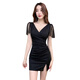 
USYK sexy hip-pack nightclub dress for work nightclub dress for women deep V dress foot massage foot bath technician work clothes 3882 black S recommended 80-95 Jin [Jin equals 0.5 kg]