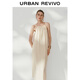 UR2025 autumn new women's clothing casual vacation style double suspender pleated A-line dress UWH750086 beige M
