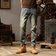 Sieben Wölfe hohe elastische Sommer-Dünne schwarze Jeans für Männerfett Männer, schlank schlanker kleiner Füße Großgröße Casual Long Hosen hellblau ZX9928 Band hohe elastische neun-Punkte-dünne Größe 30 (110-120jin [Jin beträgt 0,5 kg]))