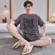 
Yalu pajamas men's summer pure cotton cartoon men's short-sleeved student plus fat plus size fat man can wear home clothing suit YX7029 crayon L men 100-135Jin [Jin equals 0.5 kg]