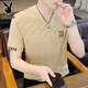 Playboy (Playboy) Sommer New Ice Seide Kurzärärmelte Männer lässiger runder Hals Lose Sommer T-Shirt Schnell trocknen hohl Trend Sommereis und atmungsaktiv-u869 Green M Empfohlen 80-100jin [Jin gleich 0,5 kg] tragen]