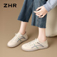 ZHR women's white shoes women's versatile real cowhide women's shoes lightweight and breathable student casual shoes for women A67N rice gray 37