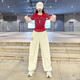 Schwimmender Sommer Jazz Tanzkostüm Frauenanzug Sommer kurzärmelig Casual Sports Group Performance Kostüm Traverse Dance Tanz Tanz Neue Stil Rose Red Top 8829+Weiße Hosen 6627 m